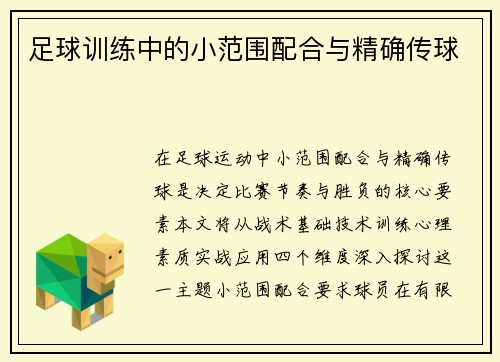 足球训练中的小范围配合与精确传球